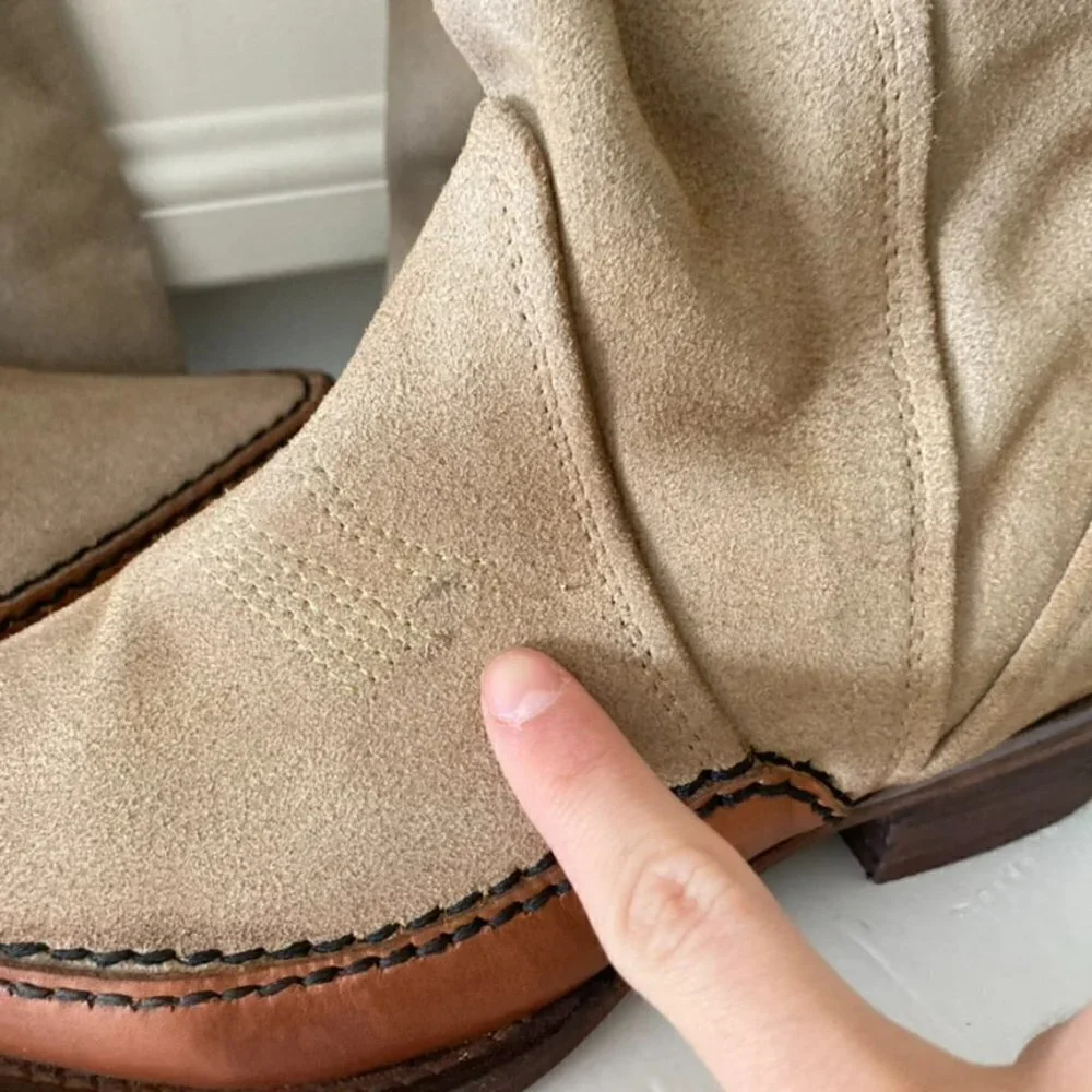 NWOT Free People Sterling Natural Suede Western Boots Sz 37 - Picture 4 of 9